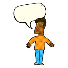 cartoon terrified man with speech bubble N94