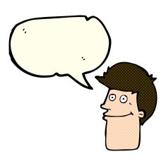 cartoon smiling man with speech bubble N14