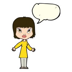 cartoon woman with open arms speech bubble N44