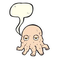 cartoon alien squid face with speech bubble N13