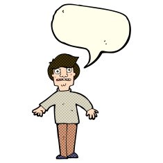 cartoon shocked man with speech bubble N50