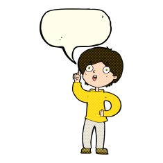 cartoon boy with idea speech bubble N40