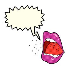 cartoon sneezing mouth with speech bubble N4