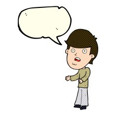 cartoon shocked man with speech bubble N51