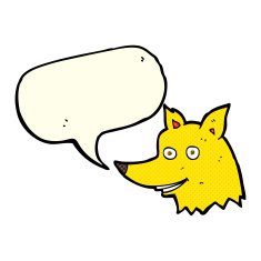 cartoon fox head with speech bubble N7