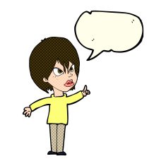 cartoon woman arguing with speech bubble N4
