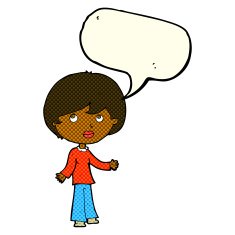 cartoon woman thinking with speech bubble N18