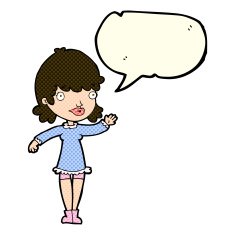 cartoon woman waving with speech bubble N143