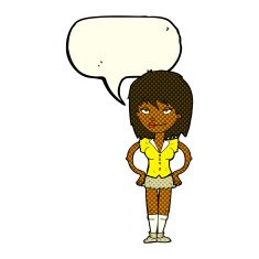 cartoon woman with hands on hips speech bubble N94