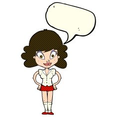 cartoon pretty woman with speech bubble N120