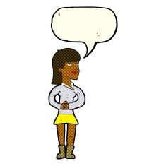 cartoon woman waiting with speech bubble N10