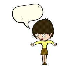 cartoon woman panicking with speech bubble N5