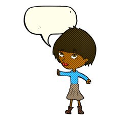 cartoon woman giving thumbs up symbol with speech bubble N31
