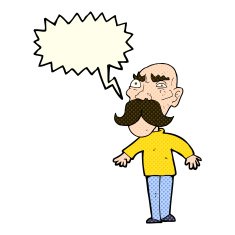 cartoon angry old man with speech bubble N61