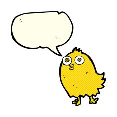 cartoon happy bird with speech bubble N20