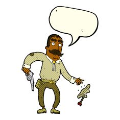 cartoon wild west cowboy with speech bubble N5