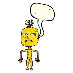 cartoon robot with speech bubble N79
