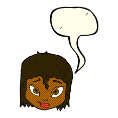 cartoon female face with speech bubble N68