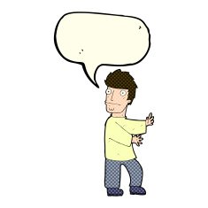 cartoon nervous man with speech bubble N59