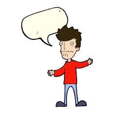 cartoon nervous man with speech bubble N60