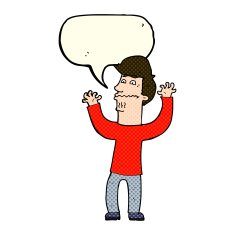 cartoon nervous man with speech bubble N61