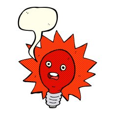 cartoon red lightbulb with speech bubble N6