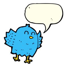 cartoon bird with speech bubble N142