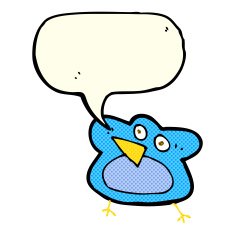 funny cartoon robin with speech bubble N6