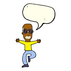 cartoon old man wearing big glasses with speech bubble N6