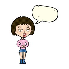 cartoon bored woman waiting with speech bubble N5