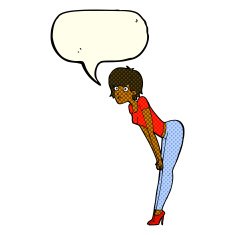cartoon woman looking at something with speech bubble N5