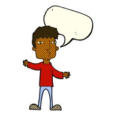cartoon curious man with speech bubble N32