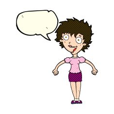 cartoon excited woman with speech bubble N59