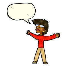 cartoon woman wearing glasses with speech bubble N10