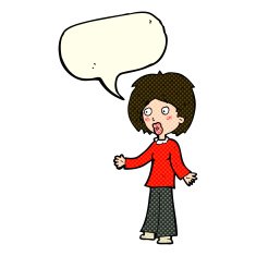 cartoon surprised woman with speech bubble N111
