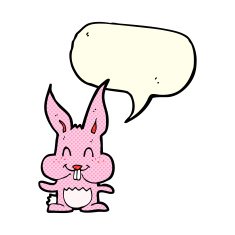 cartoon rabbit with speech bubble N39