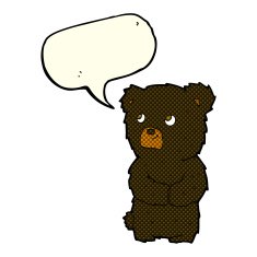cartoon black bear cub with speech bubble N30