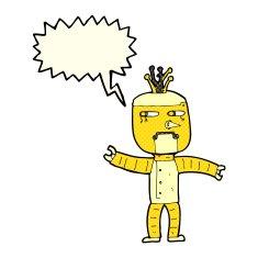 cartoon robot with speech bubble N80