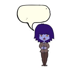 cartoon vampire woman with speech bubble N5