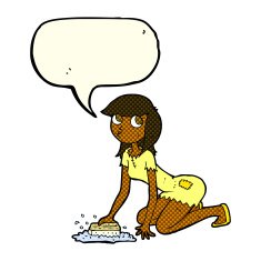 cartoon cinderella scrubbing floors with speech bubble N4