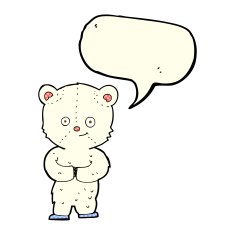 cartoon teddy polar bear cub with speech bubble N6