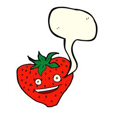 cartoon strawberry with speech bubble N11