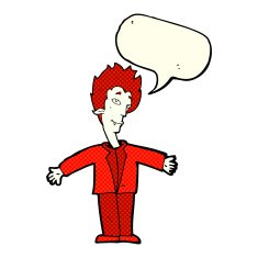 cartoon happy vampire with speech bubble N17