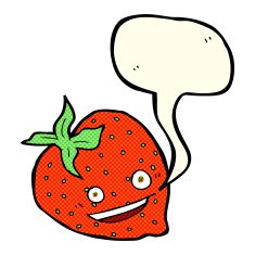 cartoon strawberry with speech bubble N12