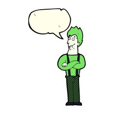 cartoon happy vampire with speech bubble N18