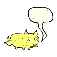 cartoon little dog cocking leg with speech bubble N6