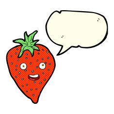cartoon strawberry with speech bubble N13