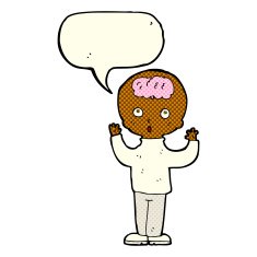 cartoon genius with speech bubble N6