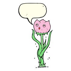 cartoon flower with speech bubble N20