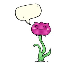 cartoon flower with speech bubble N21